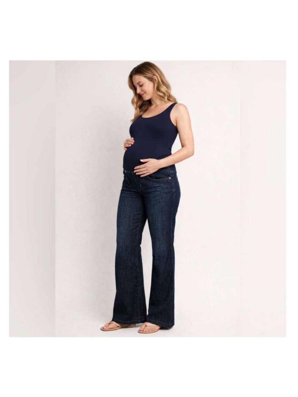 Gap Maternity Long & Lean Flare Jeans Size 2 Blue Dark Wash